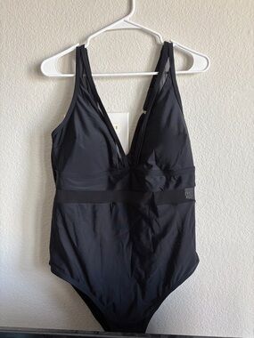 Cupshe Black One-Piece Swimsuit with Sheer Waist Detail